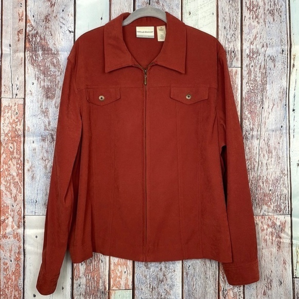 Alfred Dunner Women Full Zip Jacket Rust Color, Size 18P